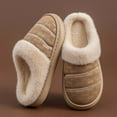 thumbnail image 2 of shqvo Unisex Winter Warm Slippers for Home Plain Slippers Non- Sole Thermal -Lined Indoor Outdoor Slides for Women and Men Home Use Fuzzy Slippers for Home, 2 of 4