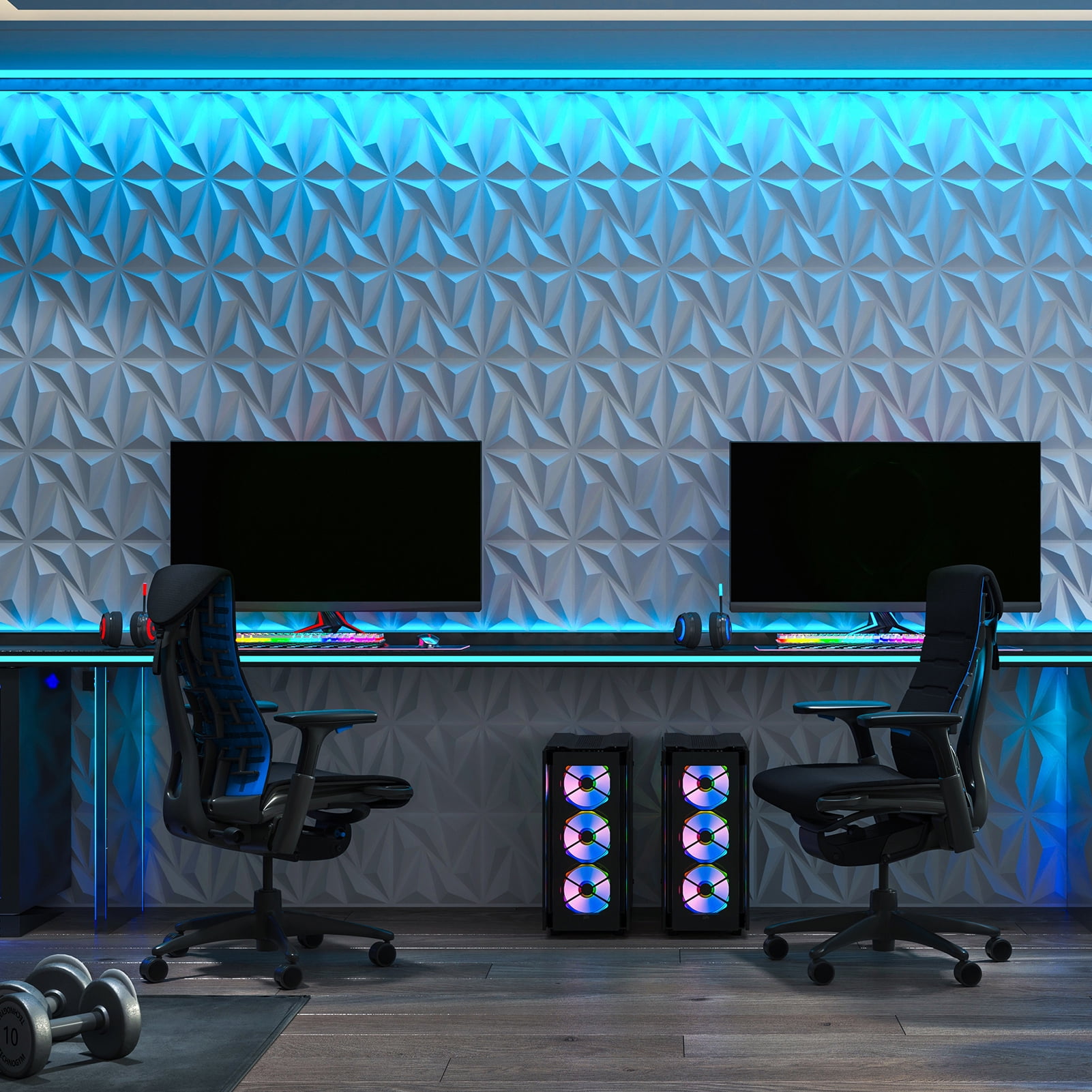 20-Pack 11.8" x 11.8" PVC 3D Wall Panels - Diamond Design Textured Decorative Panel With Peel & Stick Mounting Tape, Easy Install for Home & Office