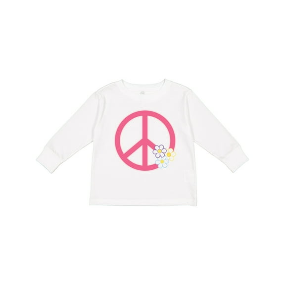 Inktastic Peace Sign Cute Daisy Flowers Girls Long Sleeve Toddler T-Shirt
