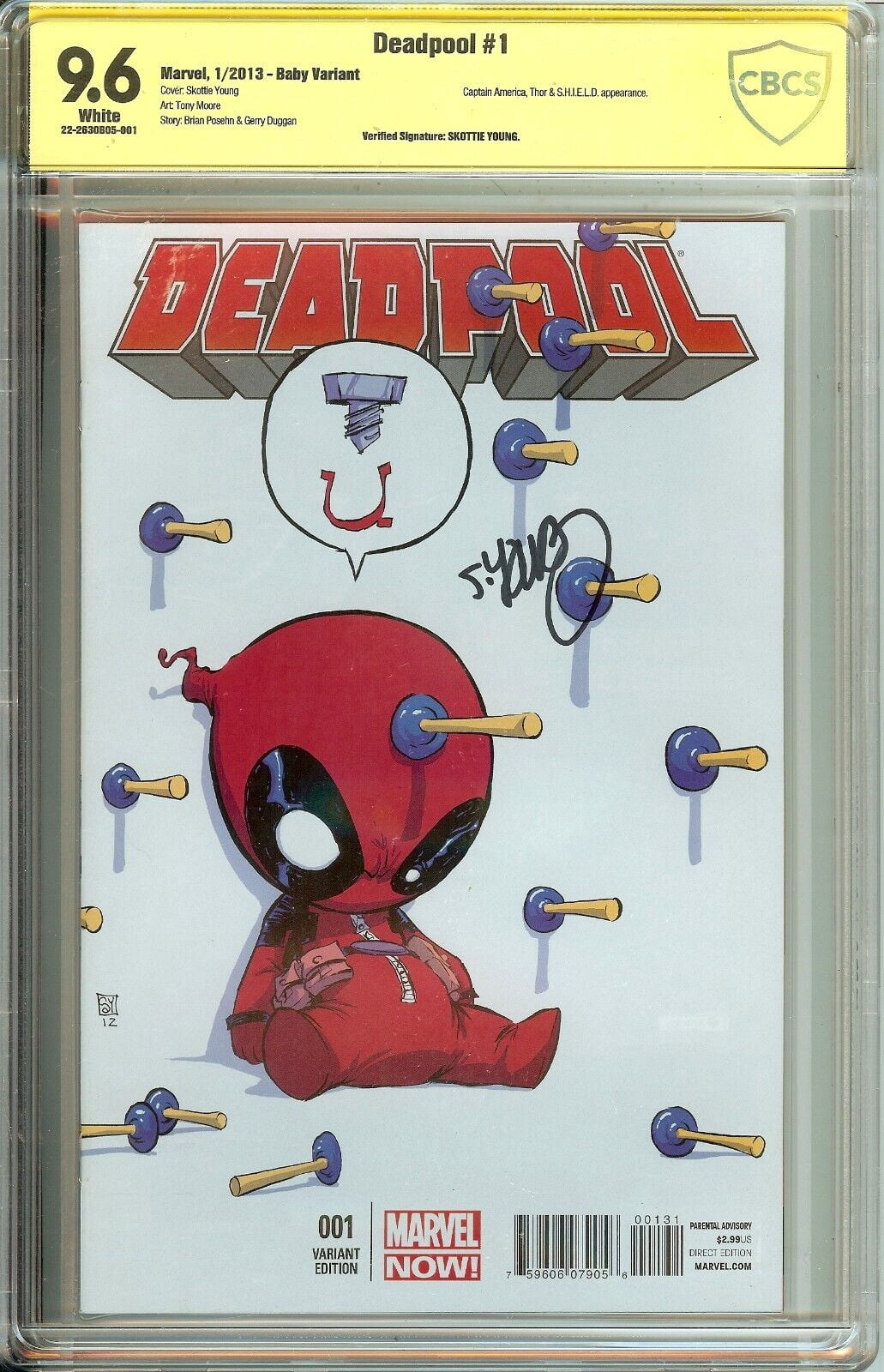 Deadpool #1 CBCS 9.6 Verfiied Signature Autographed by Skottie Young