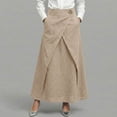 thumbnail image 2 of Summer Skirt for Women Linen High Waisted A-Line Maxi Skirt with Side Pockets for Work, 2 of 6