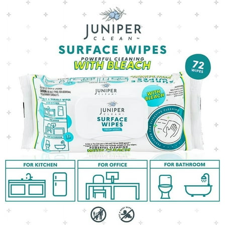 24 Pack Surface Cleaning Wipes with Bleach, All-Purpose Cleaner for Bathroom, Kitchen, Office, 1728 Count Soft Flow, Fresh Scent, Lint Free &