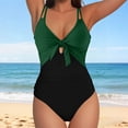 thumbnail image 2 of Ahabrexf High Waisted Bathing Suit for Women V Neck Cutout Knot High Waisted Swimwear 2 Pcs Set, 2 of 6
