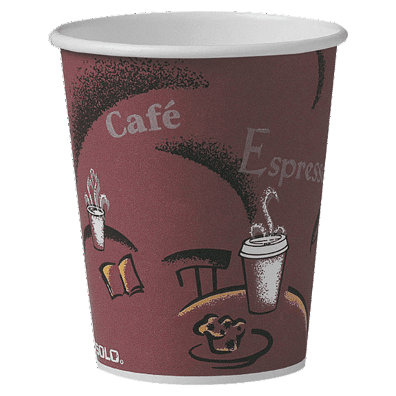 Solo® Paper Hot Cups, 10 Oz., Maroon, Carton Of 300