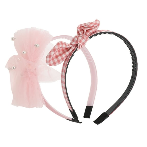 Unique Bargains 2 Pcs Classic Elegant Mesh Headbands for Children 5.51"x4.72"x0.55" Red Pink