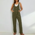 thumbnail image 4 of Women's Casual Tank Top Jumpsuit Summer Button Down Harem Leg Jumper with Pocket Loose Roll-Up Pants Athletic Overalls, Army Green, XL, 4 of 7