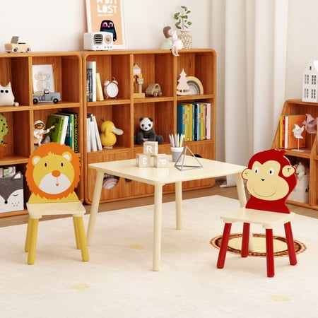 Table and 2 Chairs for Kids 2-5 SHINPT Baby Table and Chair Set 3 Pieces Toddler Play Table Kids Art Table and Chair Set for Game Room Children s Room Wooden Activity Play Table Set for Gift