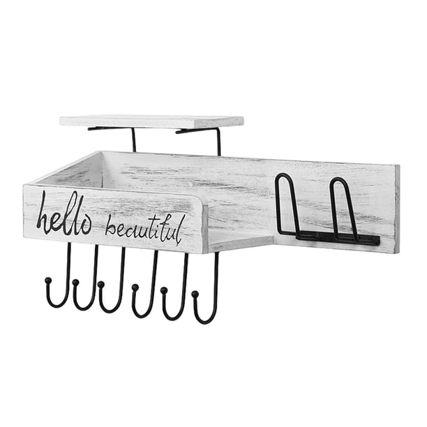 Organizador de de madera rústica, colgador de almacenamiento para , colgador de pared, ganchos para llavero, monedero, cartera,