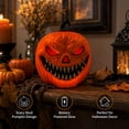 thumbnail image 6 of Red LED Pumpkin Lantern with Carved Face Battery Powered Plastic Halloween Tabletop Light for Indoor Entryway Virelaxpo, 6 of 6