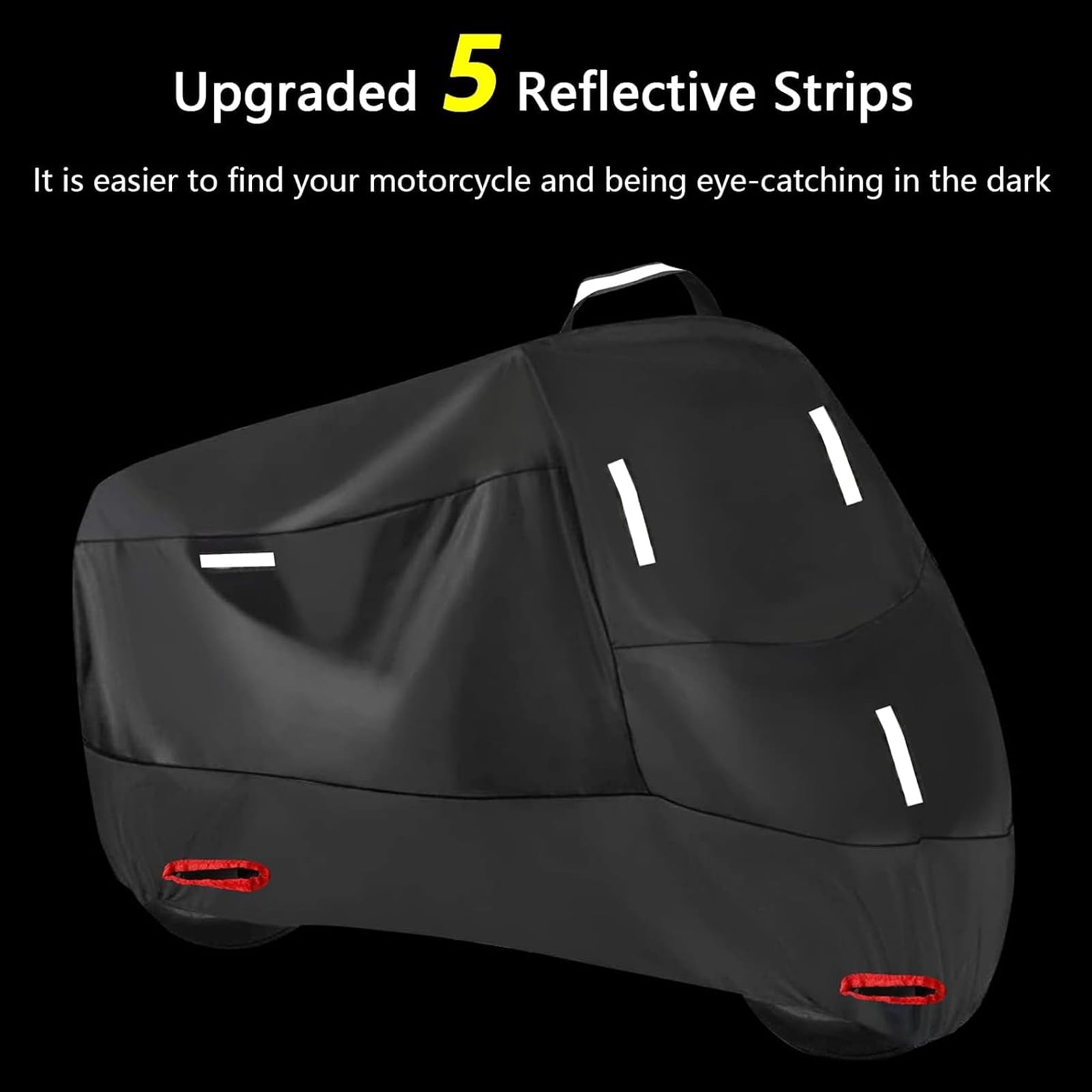 300D Heavy Duty Motorcycle Cover - All Season Waterproof Outdoor Protection with Lock-Holes, Night Reflective & Storage Bag Fits up to Cruiser, Touring, Sportbike, Dirt Bike, Scooter(XXL))