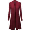 thumbnail image 4 of Made by Johnny Women's Solid Long Sleeve Open Front Long Cardigan S WINE, 4 of 6