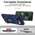 thumbnail image 3 of Nalacover Heavy Duty Armor Case for Google Pixel 6 Pro, Rugged PC Soft TPU Military Grade Shockproof Metal Magnetic Car Mount Cover with Camera Lens Sliding Ring Holder Bracket Case,Blue, 3 of 8