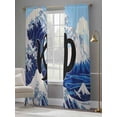 thumbnail image 3 of Ocean Waves Sheer Curtains 96 Inch Long 2 Panels, Japanese Mountain Peaks Waves Letter Sky Light Filtering Rod Pocket Curtains, Sheer Voile Drapes for Living Room Bedroom, 52"x96", 3 of 8