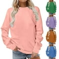 thumbnail image 7 of yardsong Womens Plain Crewneck Sweatshirts Fall Casual Long Sleeve Pullover Cute Basic Tops Loose Lightweight Tunic Sweatshirt No Hood Pink,XXXXXL, 7 of 7