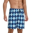 thumbnail image 2 of Fotbe Blue Squares Pajama Shorts for Men, Men's Pajama Bottoms, Sleepwear,Short Pajama Pants-Medium, 2 of 9