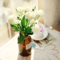 thumbnail image 3 of Ramo de flores artificiales de clavel, 10 cabezas, para decoración del hogar, fiesta de boda (blanco leche), 3 of 8