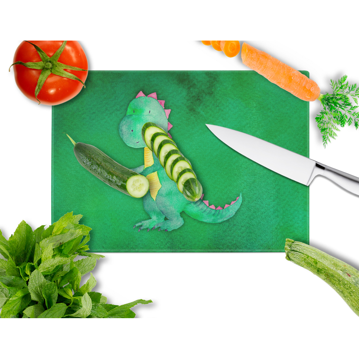 Caroline's Treasures Tyrannosaurus Rex Watercolor Glass Cutting Board Large