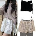 thumbnail image 2 of Huhudde Women Aesthetic Flower Lace Layering Short Apron Skirt Hip Covering Overskirt Tie Up Bandage A Line Hip Scarf Half Skirt, 2 of 21