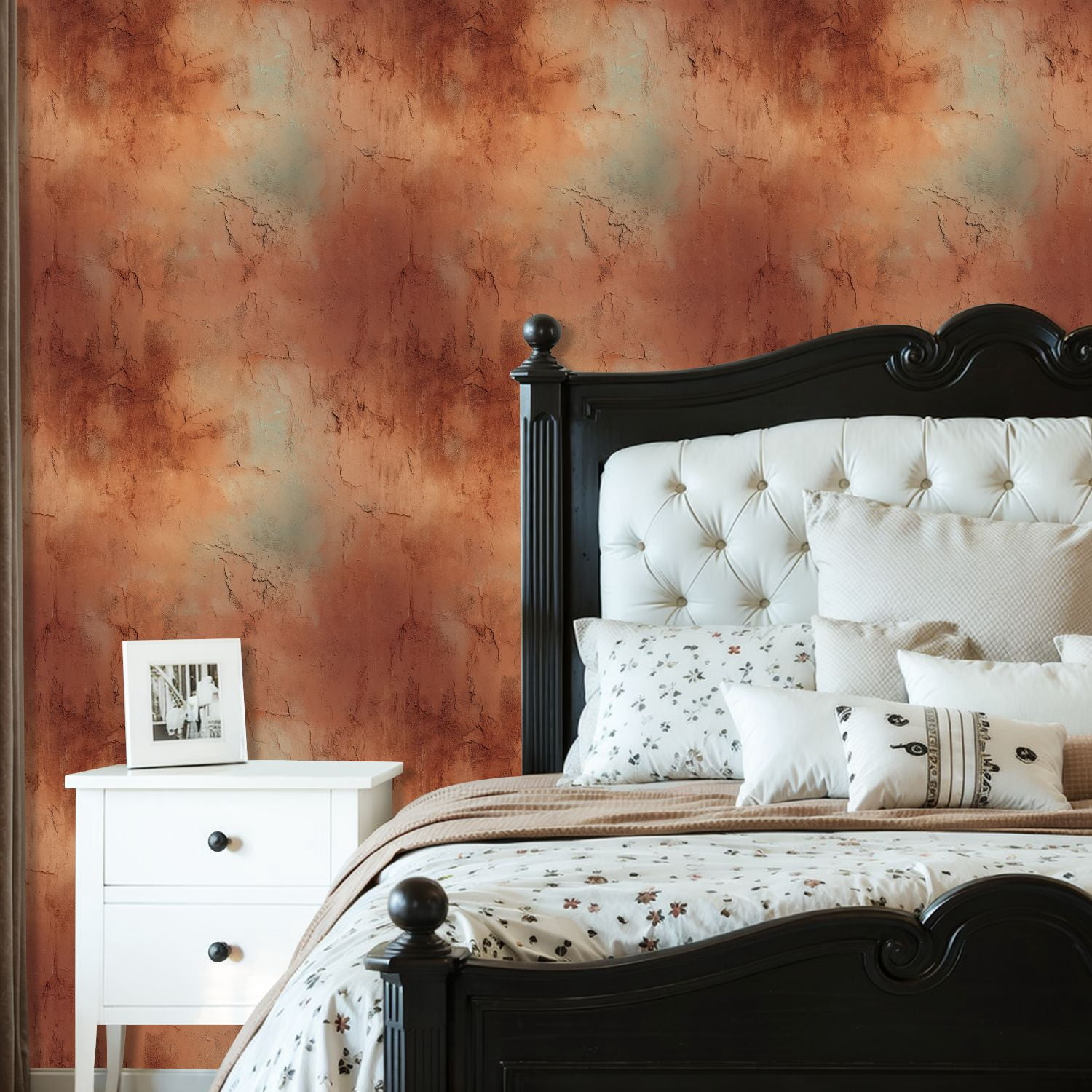 Peel and Stick Wallpaper Abstract Orange Earth Toned Cracked Wall Texture Wall Mural 23.6in x 9.8ft Self Adhesive Removable Wall Paper Renter Friendly Wallpaper for Nursery Bedroom Cabinets