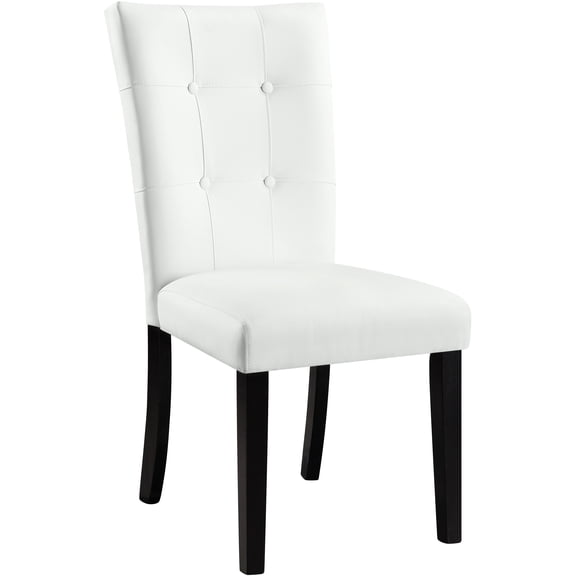 Acme Hussein Faux Leather Upholstered Side Chair in White and Black Indoor Dining Room Furniture