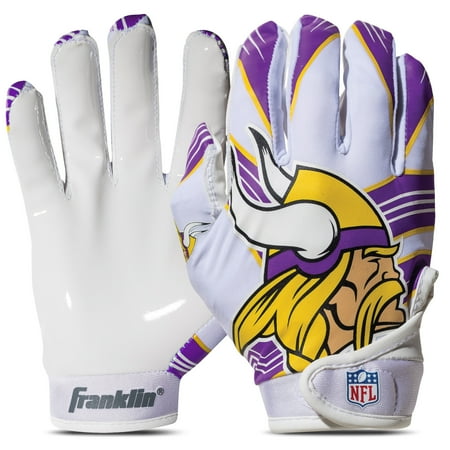 Franklin Sports Minnesota Vikings Youth NFL Football Receiver Gloves - Official NFL Team Logos - Kids Football Gear + Accessories - Youth M/L Pair