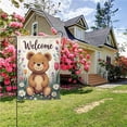 thumbnail image 4 of Welcome Garden Flag 12.5x18 Inch Double Sided Polyester Outdoor Decorative Flag with Cute Teddy Bear Floral Design for Yard Lawn Patio Spring Summer Decor#27971, 4 of 6