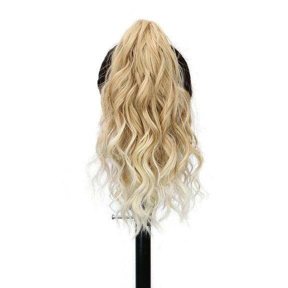 14Inch Synthetic Short Curly Claw Clip in Ponytail Hair Extension Daily Use Blonde Black Blonde Fluffy Hairpiece for Women