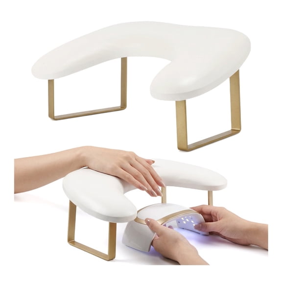 Renyuanyuan Manicure Arm Rest, U-Shaped Adjustable with Detachable Brackets and Stable Base, for Nail Techs and Manicurists, White