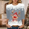 thumbnail image 2 of larppty 3/4 Length Sleeve Women Tops Crew Neck Blouses Dressy Casual Christmas T Shirts Loose Fit Holiday Clothes (Light Gray, 3XL), 2 of 4