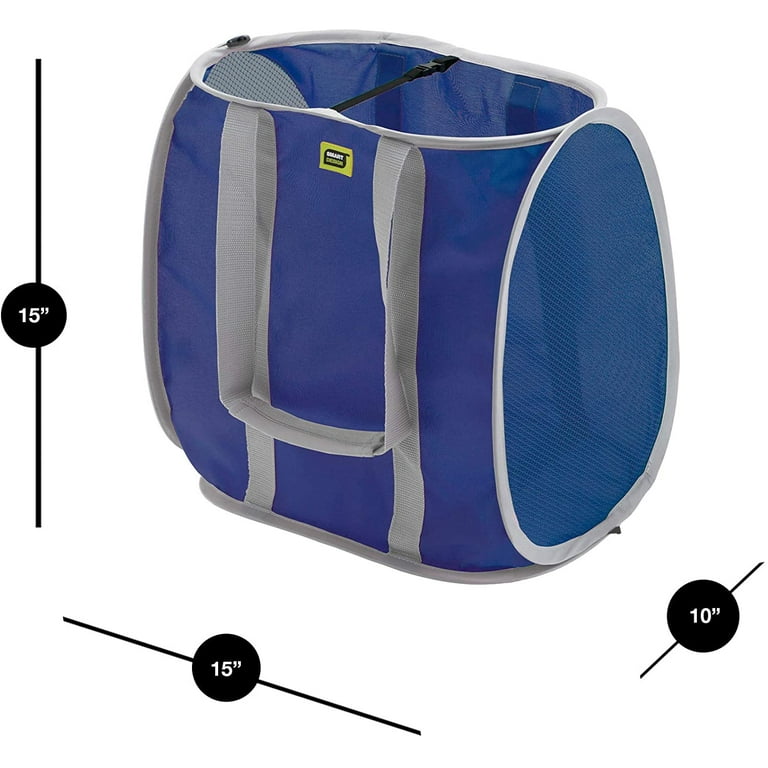 Smart Design Pop Up Shopping Bag - Reusable - Large - Heavy Duty Polyester  - Folds Flat - Supermarket, Trunk Storage - Home Organization - 15 x 10