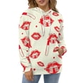 thumbnail image 4 of Lipstick Kiss Pattern Men's Women Vintage 3D Hooded Sweatshirt - All-Season Loose Fit Streetwear, 4 of 6