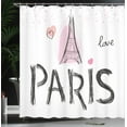 thumbnail image 4 of Ambesonne Eiffel Tower Shower Curtain, Sketchy Hand Drawn, 69"Wx70"L, Pale Pink Dark Grey, 4 of 5