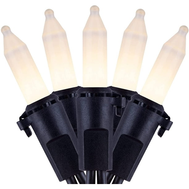 YULETIME Luces navideñas transparentes con alambre negro, 66 pies, 200 unidades de luces con certificación UL, paquete de 2 juegos de 33 pies, 100 unidades, mini juego de luces incandescentes (transpa