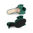 thumbnail image 4 of BLISSFUL STEP Women's Clear Strap Bow Stiletto Heels Mules Slide Sandals Dark Green 9.5, 4 of 7