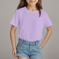 thumbnail image 2 of CAICJ98 Girls Short Sleeve T Shirts Toddler Summer Tops Crewneck T Shirts for Girls Light Purple,7-8 Years, 2 of 4