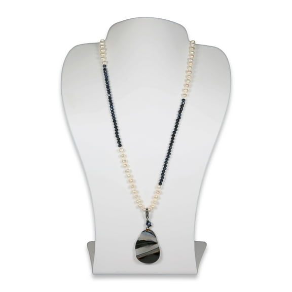 MGR! My Gems Rock Blue Freshwater Pearl and Crystal Pendant Necklace