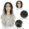 thumbnail image 5 of Unique Bargains Lace Front Wigs for Women 26" Black Gradient Gray Long Body Wave with Wig Cap, 5 of 6