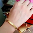 thumbnail image 2 of Men Women Luxury Glossy Bangle Stainless Steel Bracelets Fashion Wristband Golden, 2 of 8