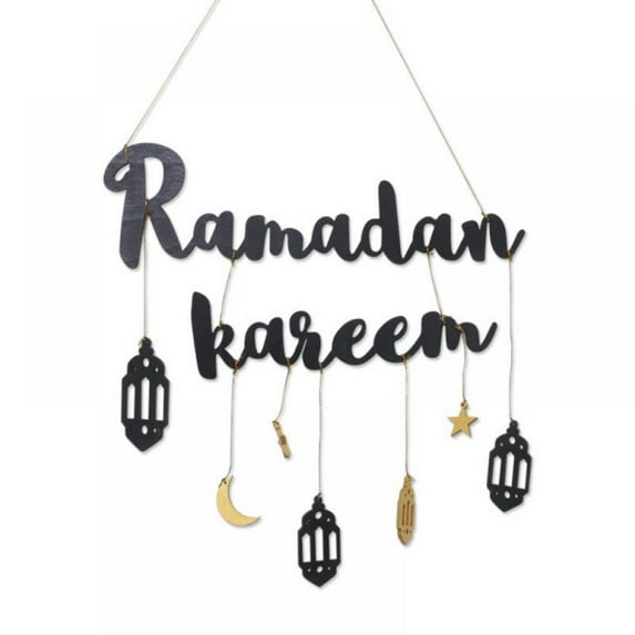 Eid Festival Decor,Ramadan Wooden Craft Pendant,Moon Star Letter Hanging Decor,for Home Door Wall Window Hanging Decor,Ramadan Decor