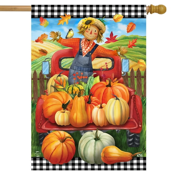 Briarwood Lane Pumpkin Pickup Scarecrow Fall House Flag