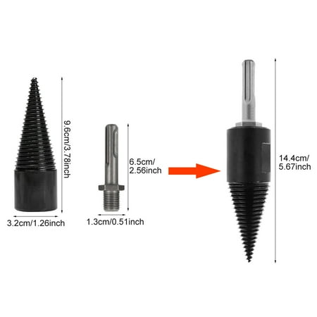 

32mm For Electric Firewood Drill Bit Log Wood Splitter Cone Driver Heavy Duty