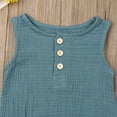 thumbnail image 3 of Qiylii Newborn Baby Solid Color Romper Sleeveless O-Neck Button Jumpsuit, 3 of 6