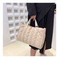 thumbnail image 4 of Bolsos de mano de gran capacidad acolchados de marca de lujo para mujer, grandes bolsos de mano verdes, bolso de hombro clásico de nailon y algodón, bolso de compras para oficina para mujer, 4 of 5