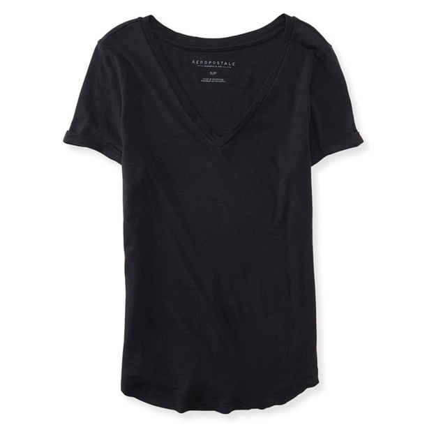 Camiseta básica Aeropostale Perfect Tee para mujer color negro talla mediana