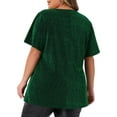 thumbnail image 4 of DARING DIVA Women's Plus Metallic V Neck Party Top 2X Green, 4 of 6