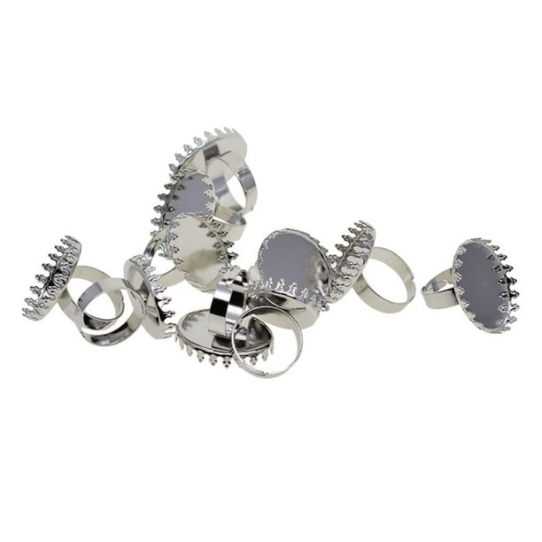 10 Piezas Coronas Bisel Ovalado Ajustable de Cobre Configuración en Resultados de Fabricación de Joyas Se la la adaptaciónción a Cabujón de 25 perfecl Anillos ajustables de la base del anillo