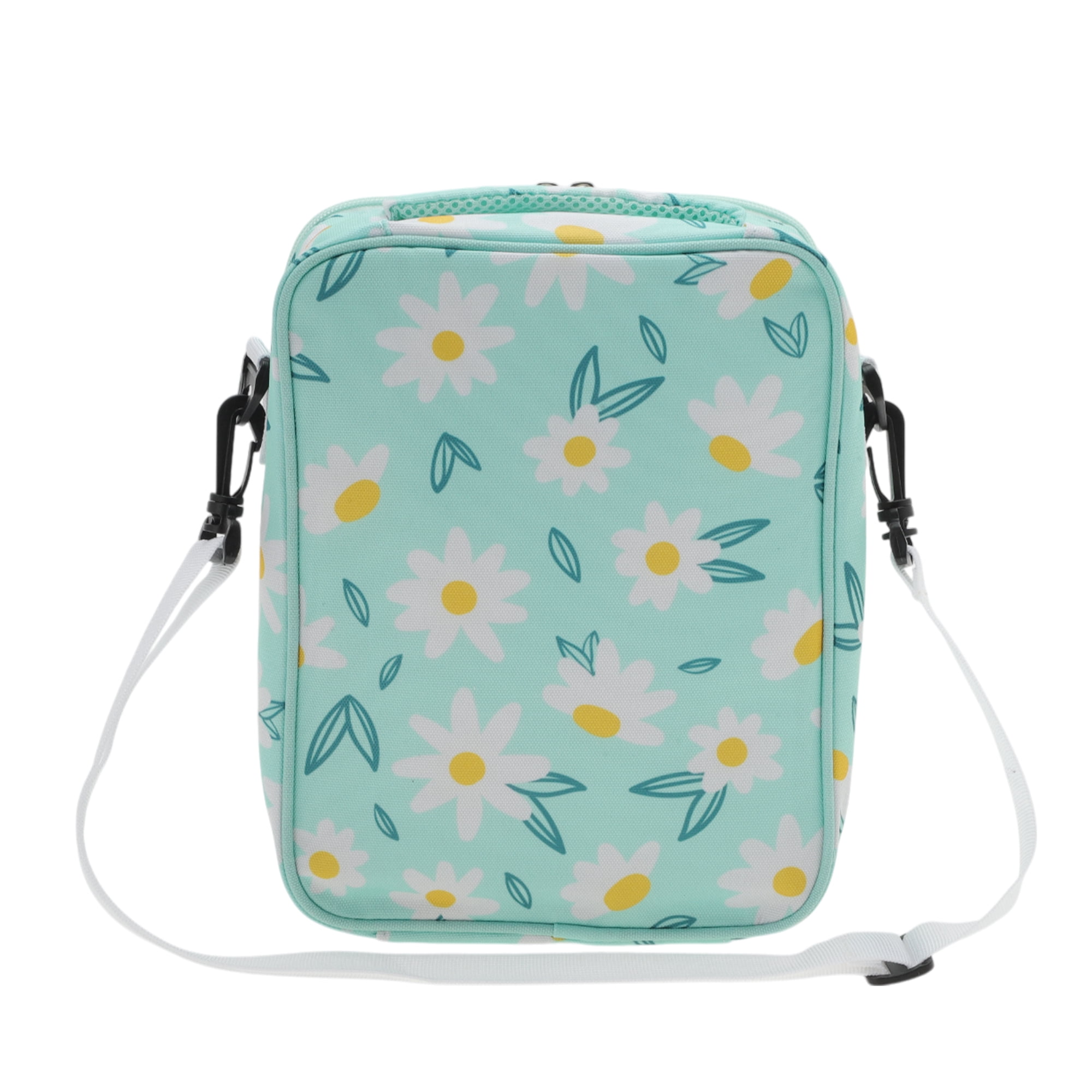 Unique Bargains Lunch Bag with Shoulder Strap 1 Pc Light Blue [Flower]