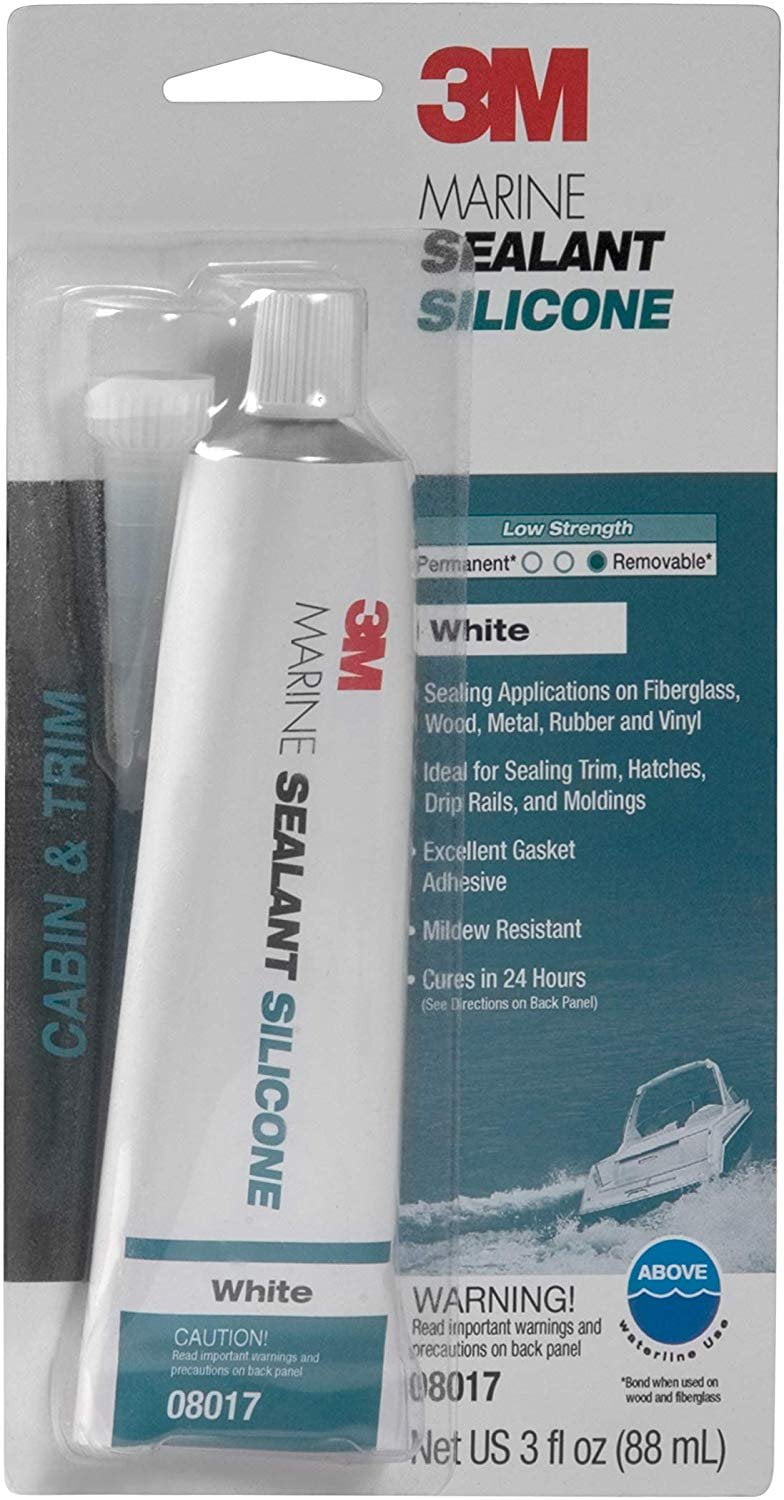 3M Marine Grade Silicone Sealant 08017 For Boats and RVs White 3 Ounces