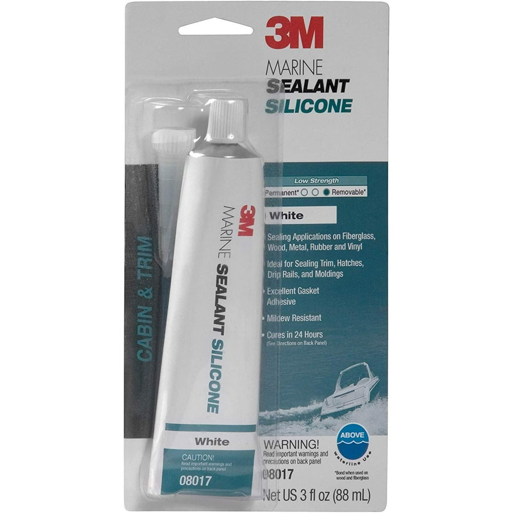 3M Marine Grade Silicone Sealant (08017) For Boats and RVs White 3
