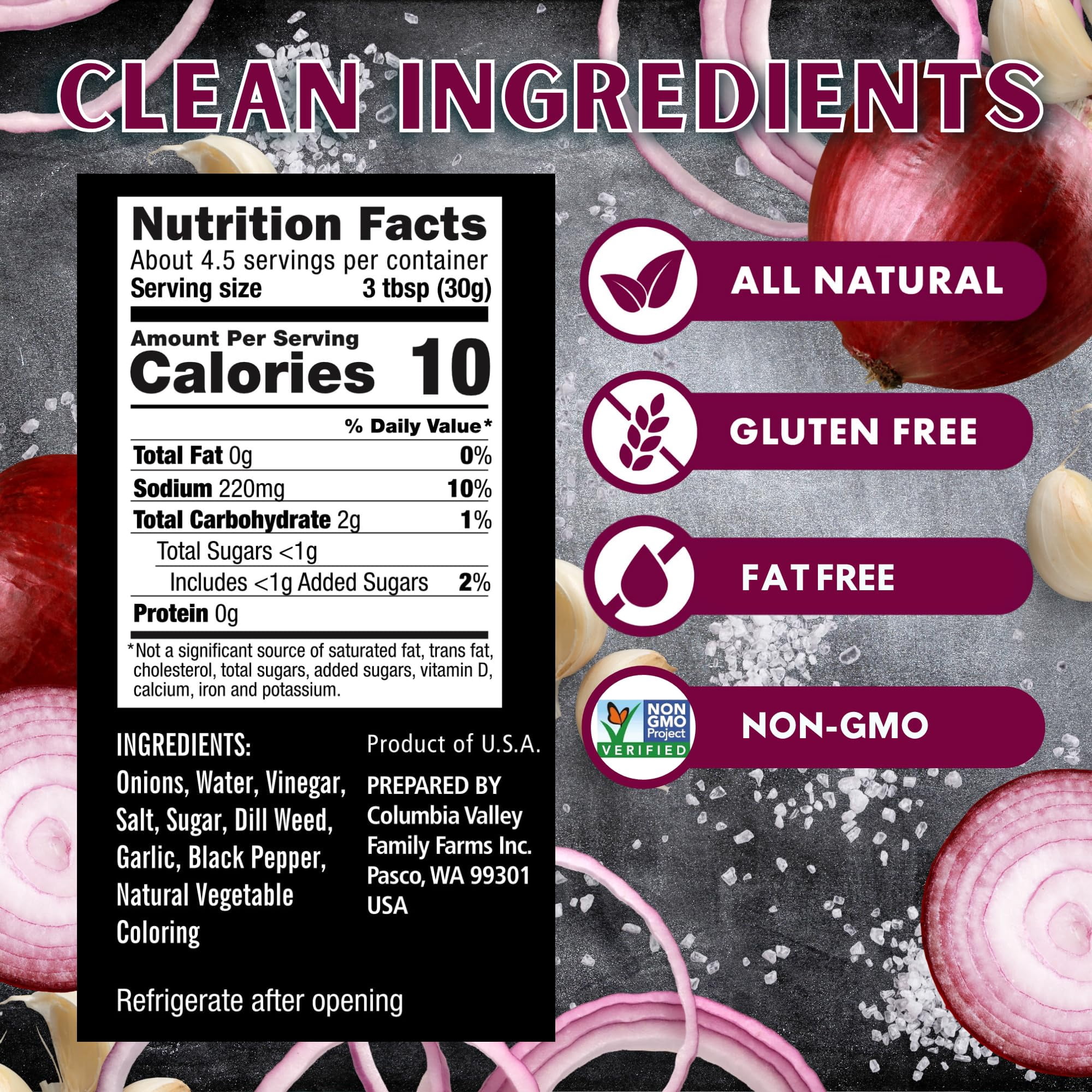 Foster's Pickled Red Onions in a Jar,  16oz, 2 Pack, Traditional Vegetables Recipe for over 40 years, Low Calorie Snack Chopped Onion, Gluten Free, Fat and Preservative Free Red Onion